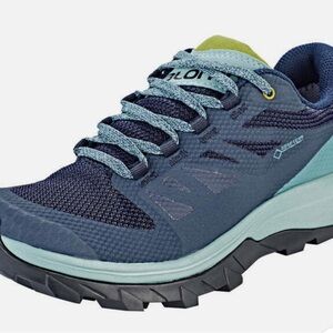 Salomon Women's Gortex Hiking Shoes - Navy and Teal Size 7.5